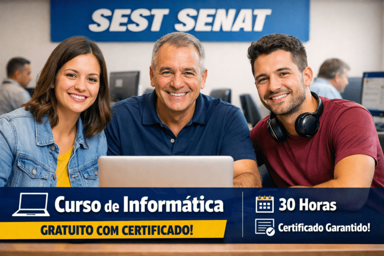 Curso gratuito do SEST SENAT ensina informática do zero com certificado