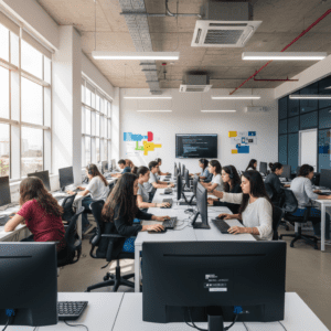 Estudantes em sala de aula do SENAC Pará durante cursos gratuitos de formação profissional