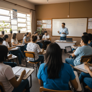 Alunos participando de curso gratuito de qualificação profissional do IFSULDEMINAS