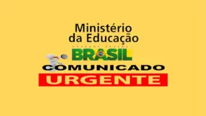 Comunicado urgente do MEC com megafone anunciando chances no ensino superior para participantes do Enem.