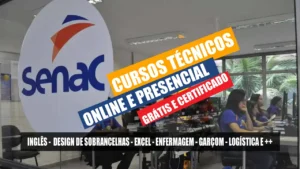 senac - técnicos - vagas - inglês - certificado - indústria - saúde
