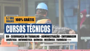 mais de 5 mil vagas em cursos técnicos gratuitos de nível médio e especializações nas áreas da saúde, edificações, recursos humanos, química, informática e mais