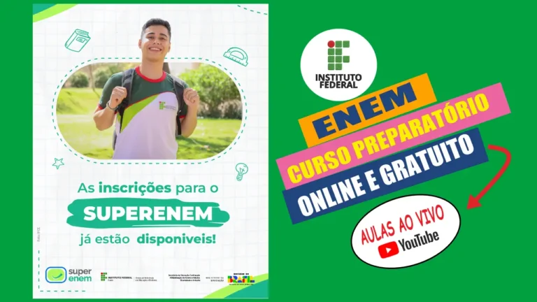 ENEM 2025: curso preparatório gratuito e online (EAD), com aulas ao vivo no Youtube, para estudantes que desejam aprovar no Enem 2025