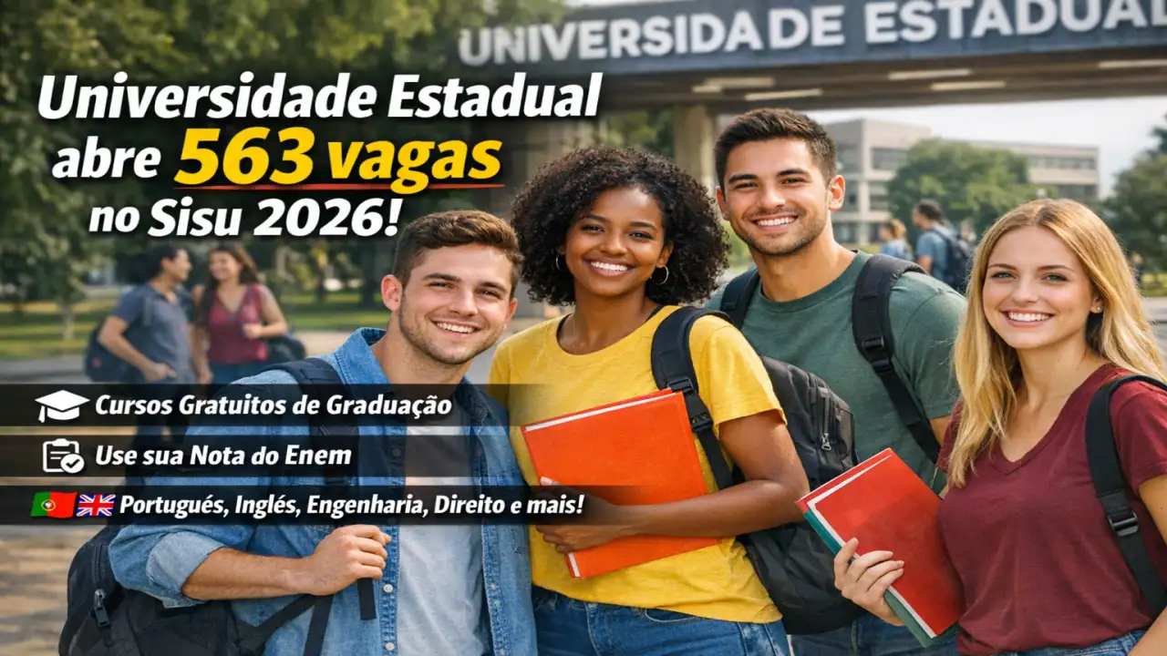 Universidade estadual abre centenas de vagas em cursos gratuitos de graduação com seleção pelo Enem nas áreas de engenharia, farmácia, direito, química, matemática, português, inglês e muito mais