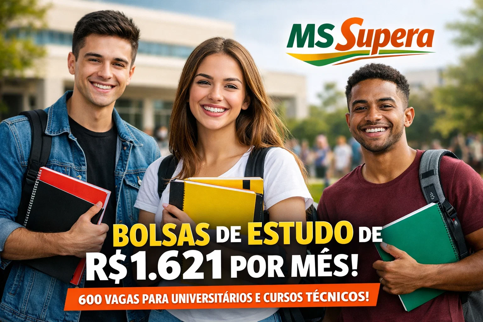 Quer receber R$ 1.621 por mês para estudar? MS Supera anuncia 600 vagas em bolsas de estudo para universitários e estudantes de ensino técnico sem cobrança de taxa