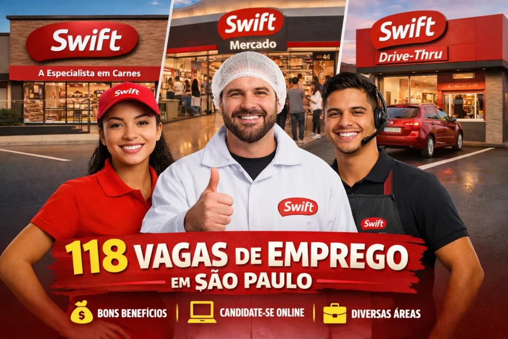 Swift da JBS reúne 118 vagas de emprego em diferentes áreas e formatos de loja em São Paulo, proporciona benefícios e candidatura pela internet