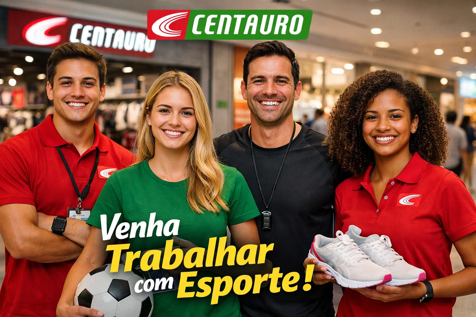 Centauro está convocando interessados em vagas de emprego em shoppings e lojas e busca atrair quem quer trabalhar com esporte