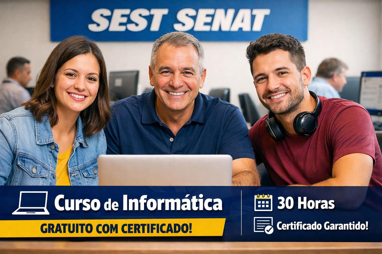 Curso gratuito do SEST SENAT ensina informática do zero com certificado
