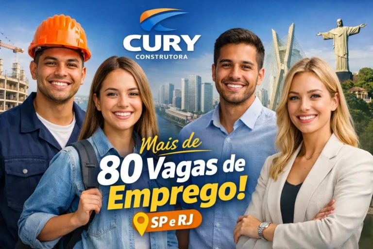 Cury Construtora convoca interessados em mais de 80 vagas de emprego em São Paulo e Rio de Janeiro