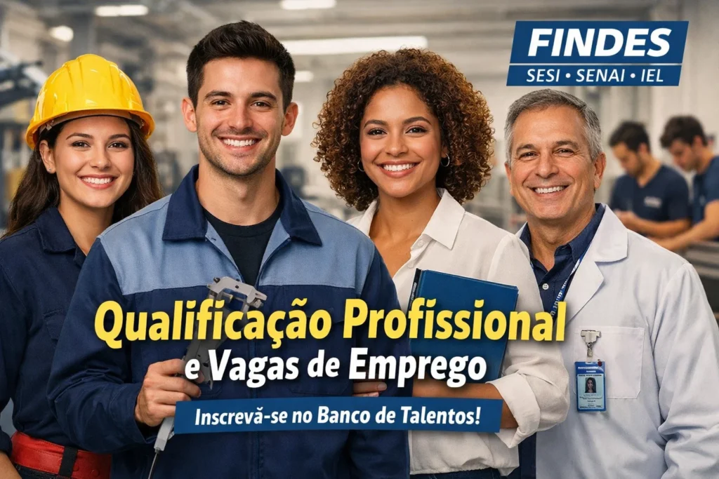 FINDES abre novas oportunidades de qualificação profissional e vagas de emprego em áreas técnicas, estágios e docência industrial com cadastro no banco de talentos do sistema SESI, SENAI e IEL