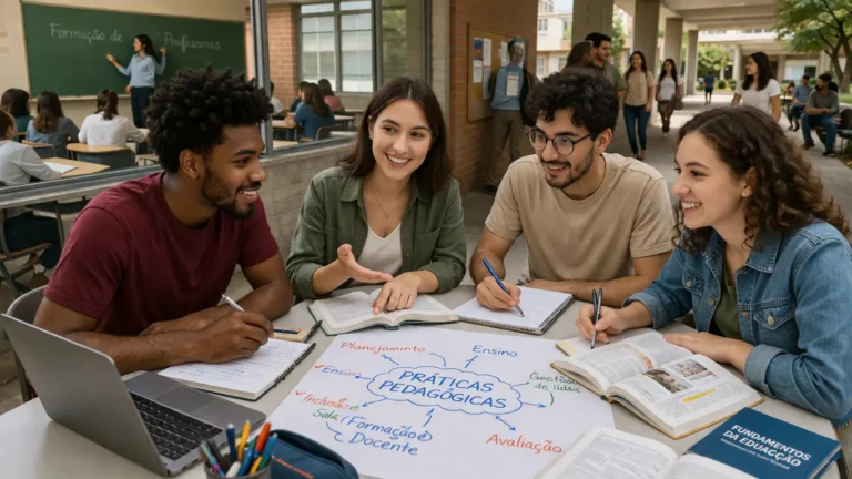 Licenciandos em formação docente durante atividade acadêmica em ambiente universitário