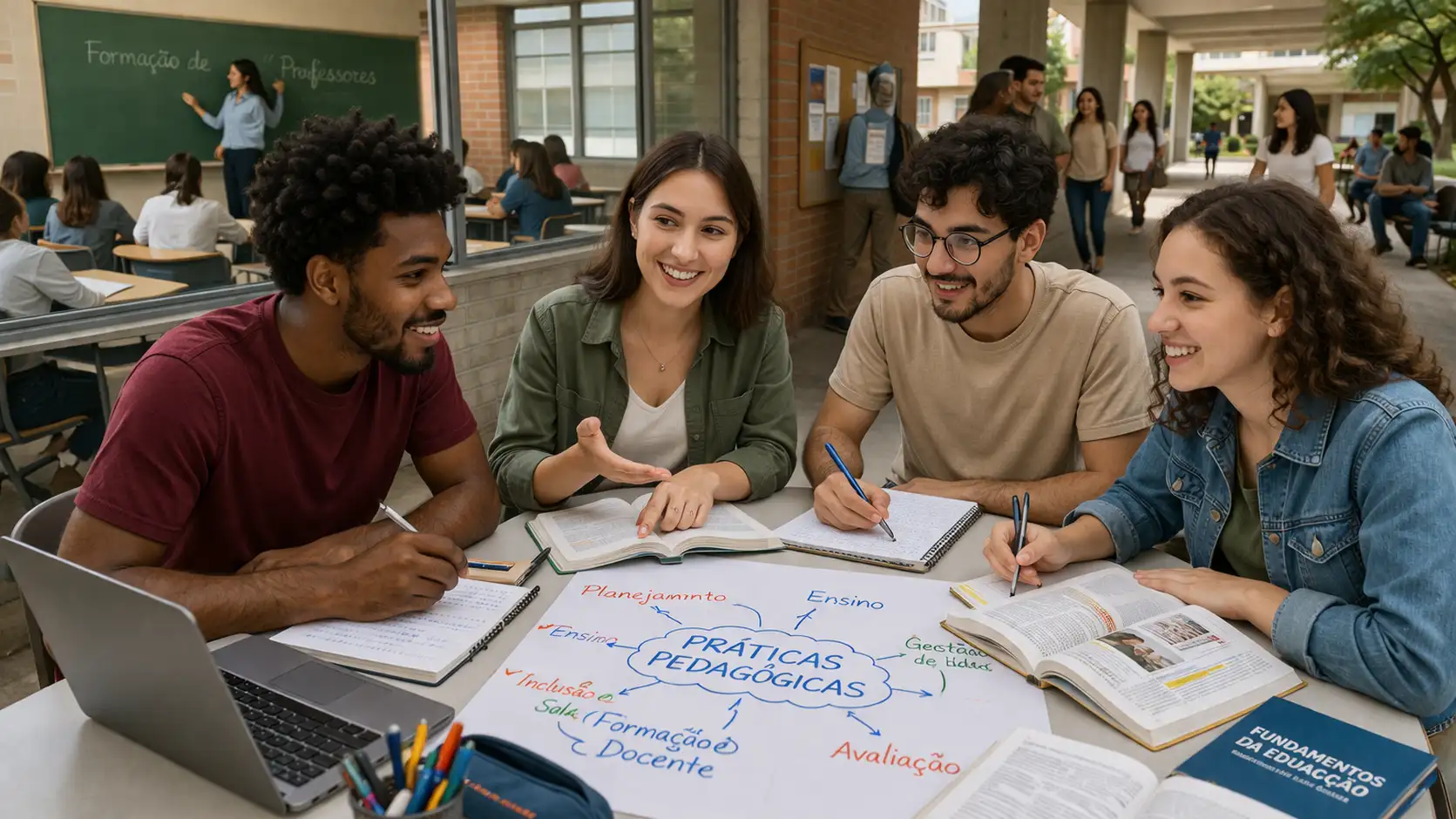 Licenciandos em formação docente durante atividade acadêmica em ambiente universitário