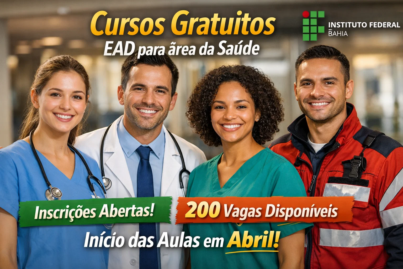 IFBA tem cursos gratuitos EAD para profissionais da saúde