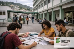 Estudantes em ambiente de instituto federal, representando o IFRJ Campus Nilópolis em contexto acadêmico na Baixada Fluminense.