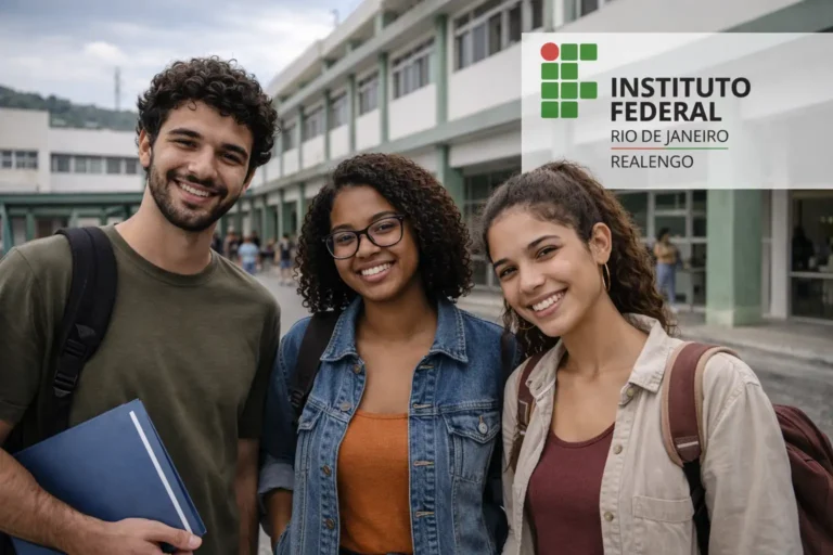 Estudantes em ambiente de instituto federal voltado à saúde, representando o IFRJ Campus Realengo no Rio de Janeiro.