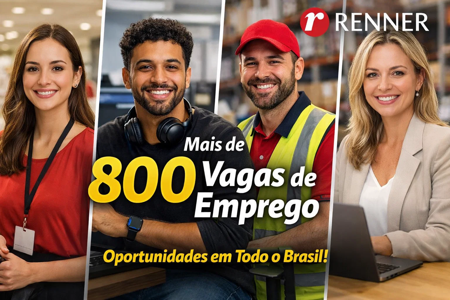Lojas Renner anuncia mais de 800 vagas de emprego em todo o Brasil e abre oportunidades para lojas, tecnologia, logística e setor corporativo