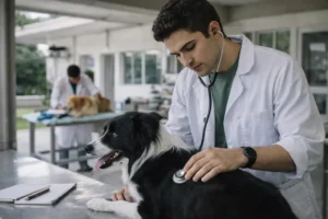 Estudante de Medicina Veterinária em ambiente universitário público, representando a formação superior na área no Rio de Janeiro.