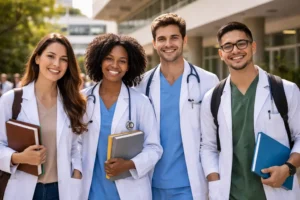 Estudantes de Medicina em ambiente acadêmico de instituição pública no Rio de Janeiro.