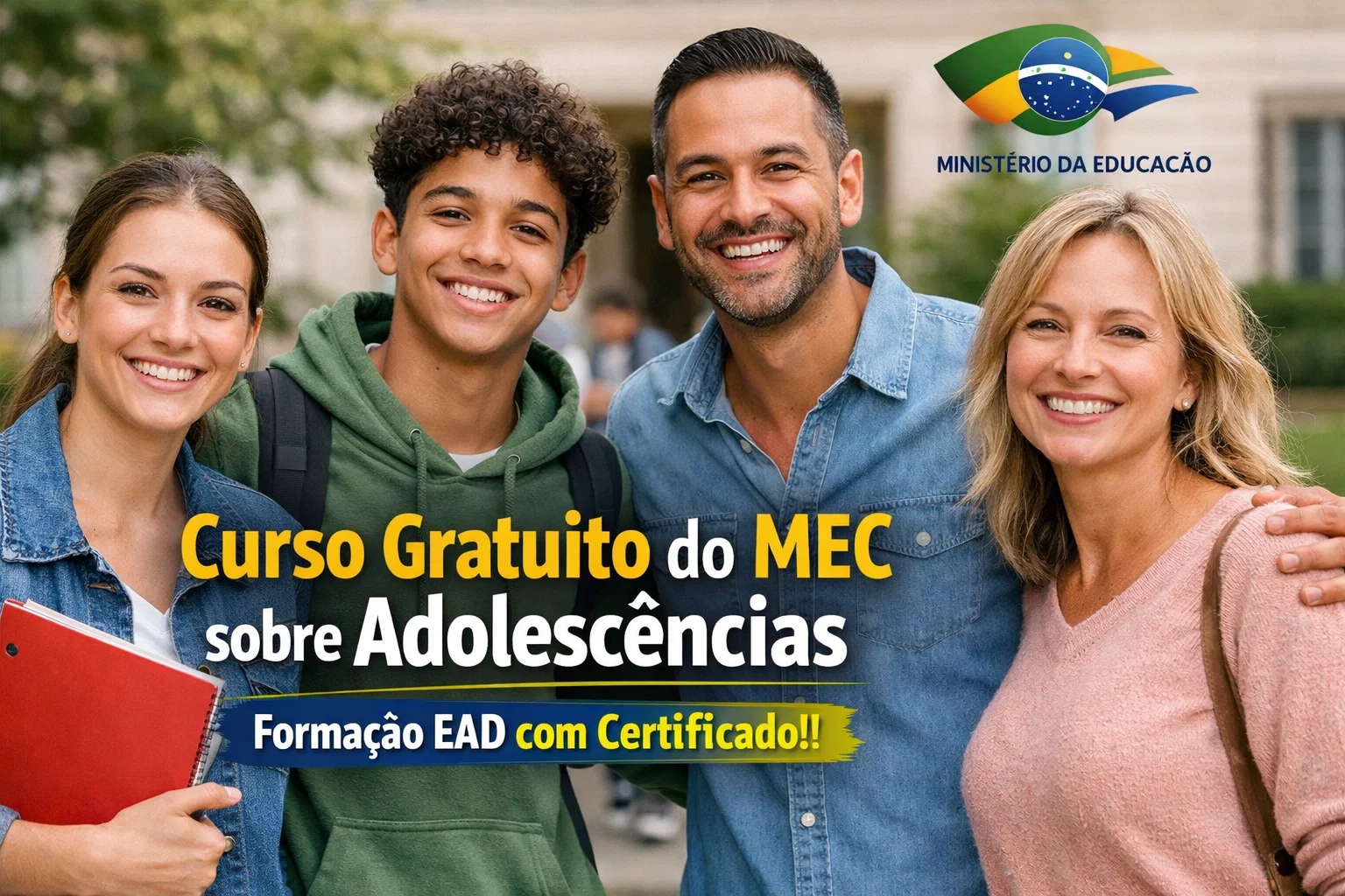 Novo curso gratuito do MEC sobre adolescências abre inscrições online e oferece formação EAD com certificado para educadores