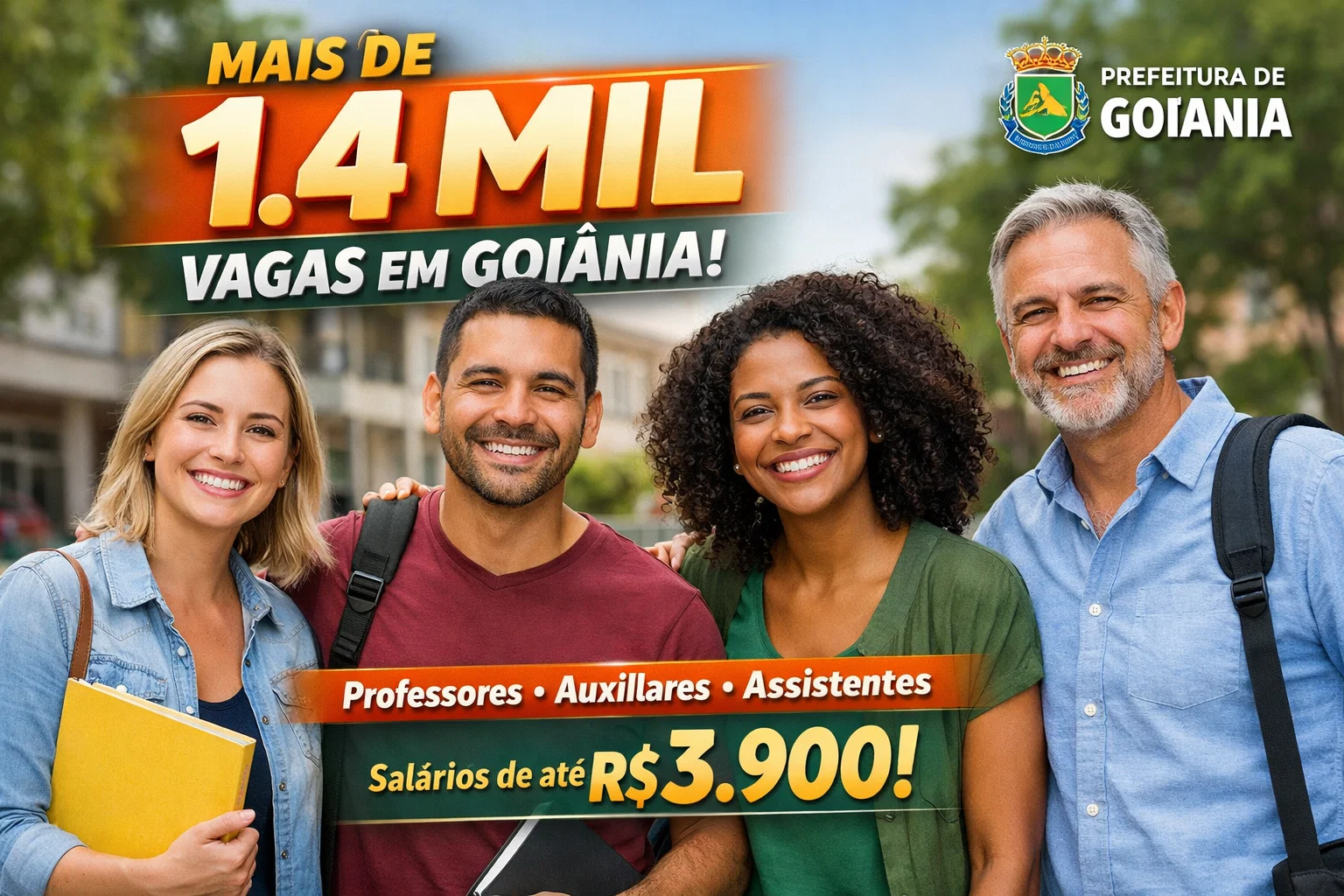 Novo processo seletivo na educação oferece mais de 1,4 mil vagas para professores, auxiliares e assistentes com salários de até R$ 3,9 mil em Goiânia