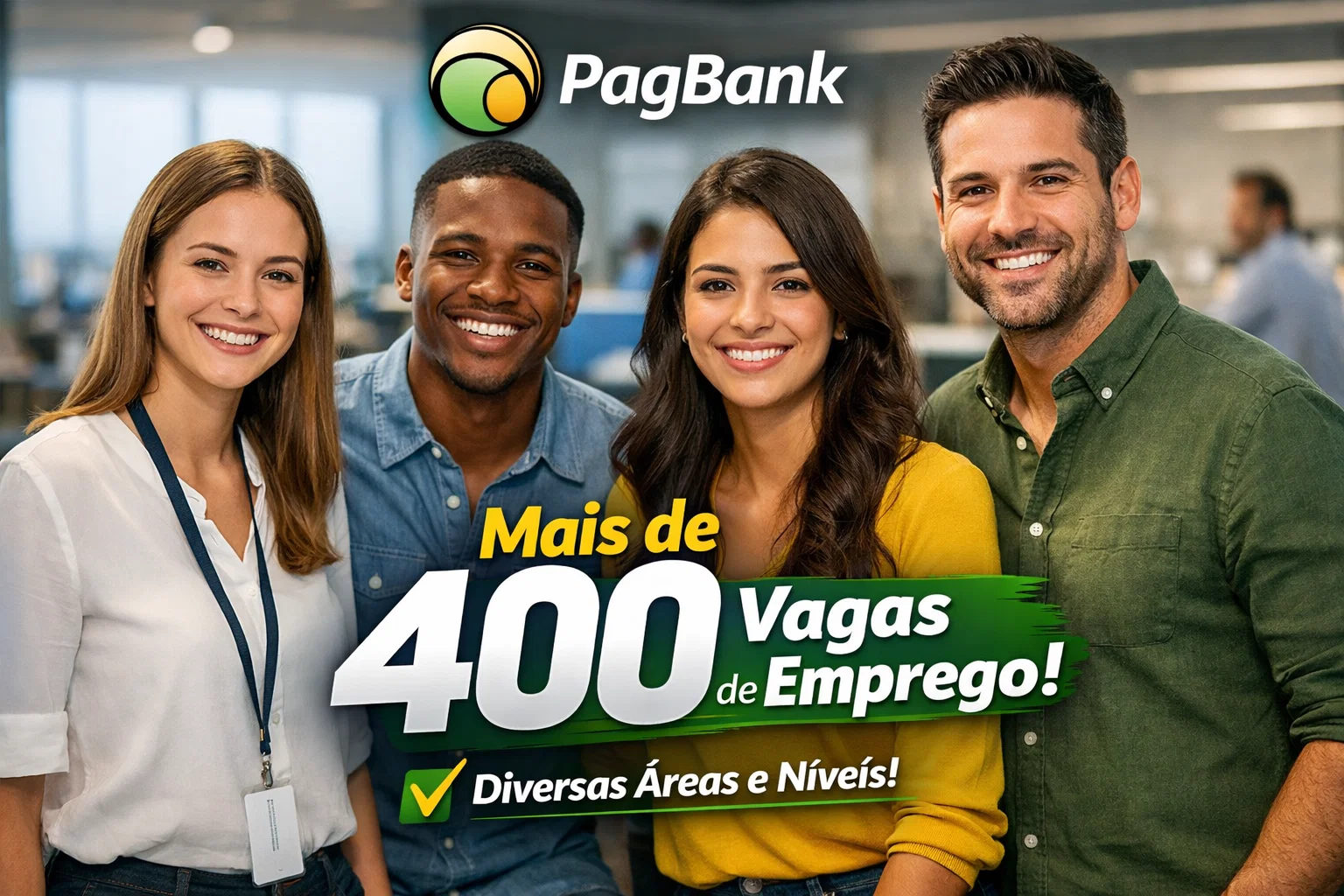 PagBank libera mais de 400 vagas de emprego em diversas áreas e níveis profissionais