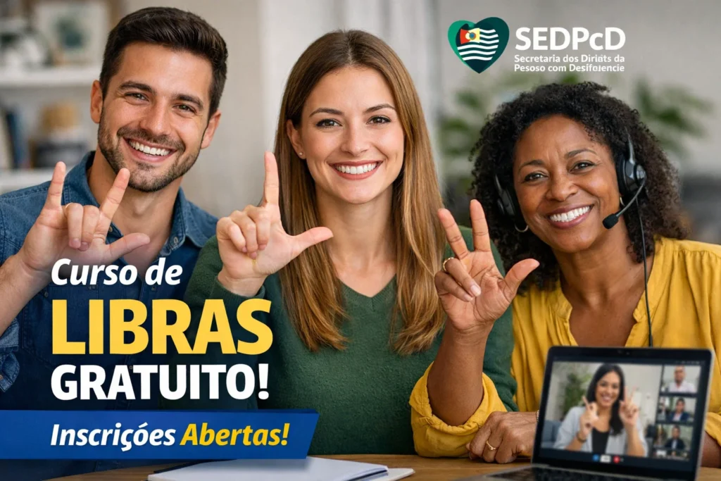 SEDPcD abre curso de Libras gratuito com inscrições já disponíveis para vagas, aulas on-line ao vivo, e promete formação de qualidade