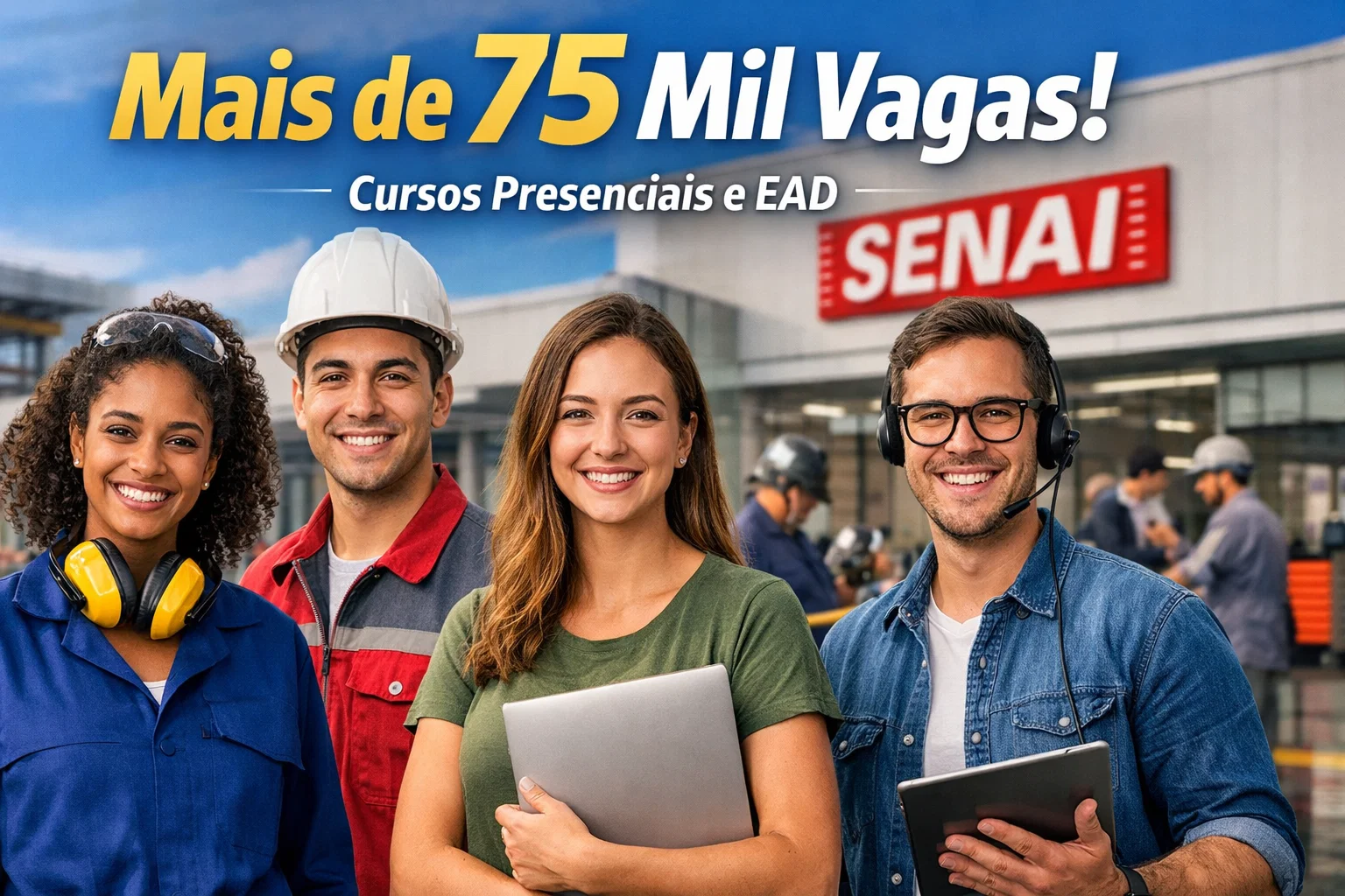 Senai abre mais de 75 mil vagas em cursos gratuitos e pagos em todo o Brasil