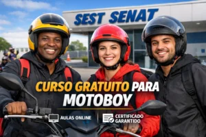 Curso para motoboy gratuito no SEST SENAT oferece 20 horas de capacitação online, certificado válido e promete qualificar o profissional com segurança