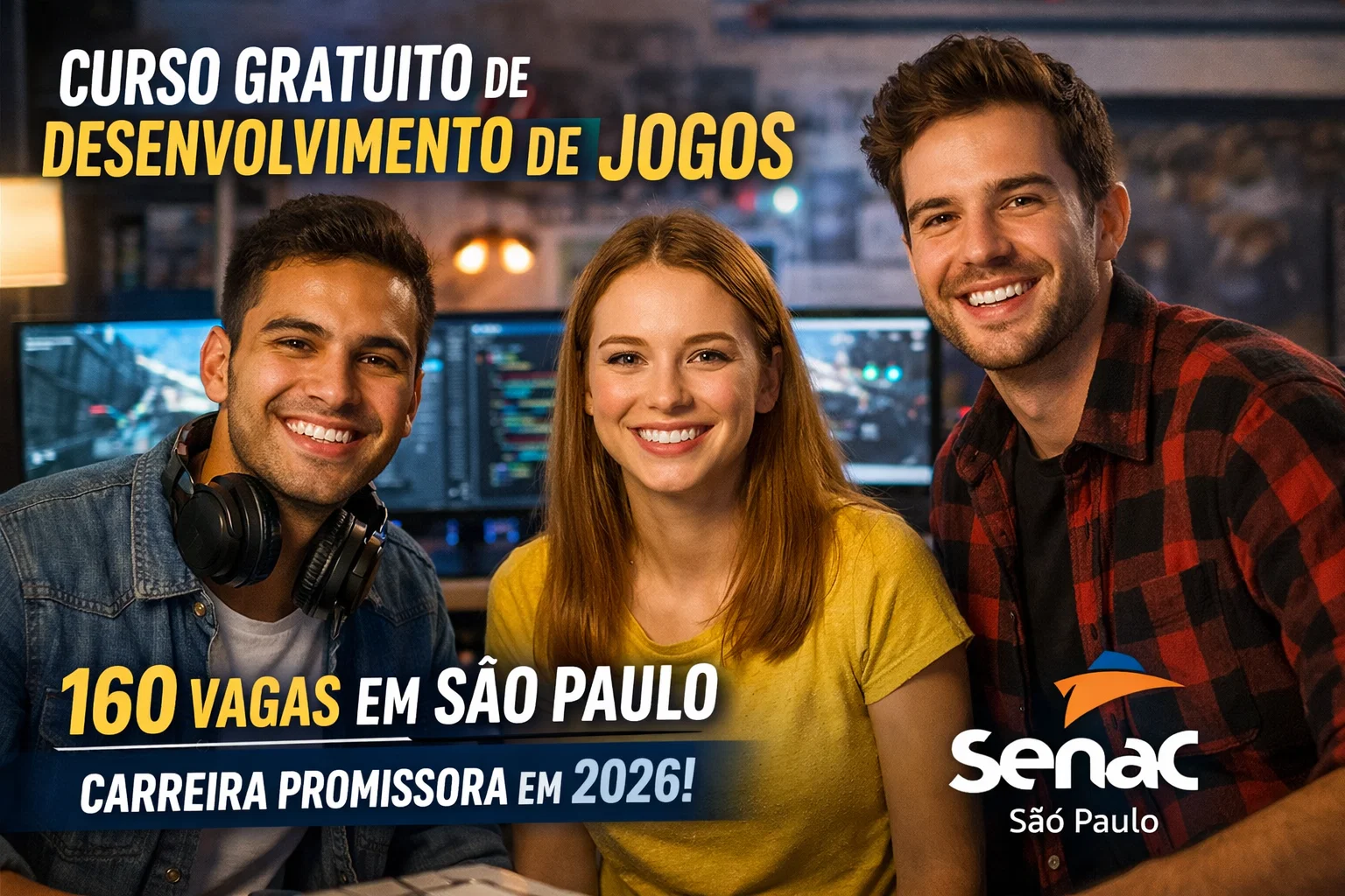 Curso gratuito de desenvolvimento de jogos abre 160 vagas em São Paulo com inscrições até abril e formação completa para quem quer entrar no mercado de games