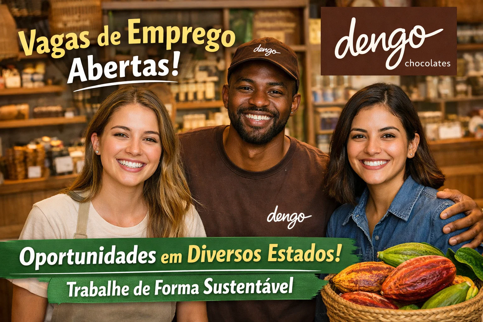 Dengo Chocolates abre vagas de emprego com oportunidades em vários estados e chama atenção para atuação sustentável