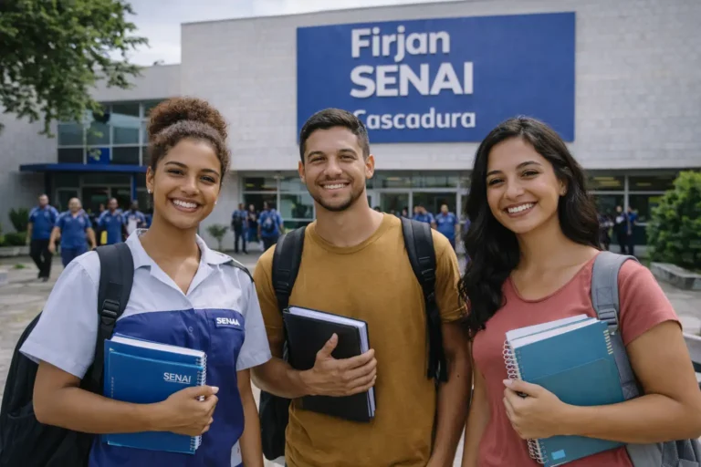 Estudantes em ambiente de formação profissional ligado à Firjan SENAI em Cascadura.