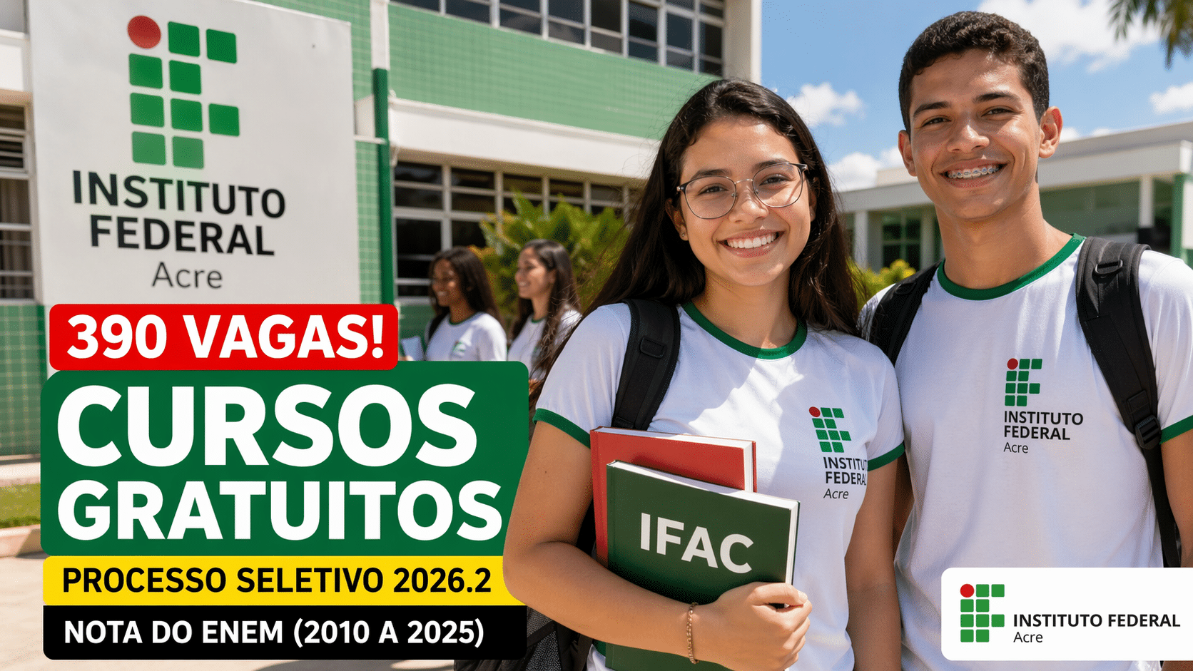 IFAC abre 390 vagas em cursos gratuitos de graduação para quem fez ENEM entre 2010 e 2025