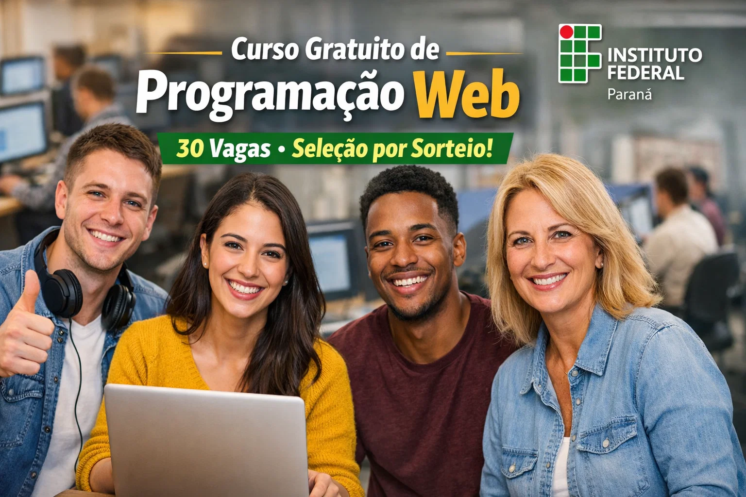 IFPR abre curso gratuito de Programação Web com 30 vagas, seleção por sorteio público e promete qualificação profissional para quem busca entrar no mercado de trabalho