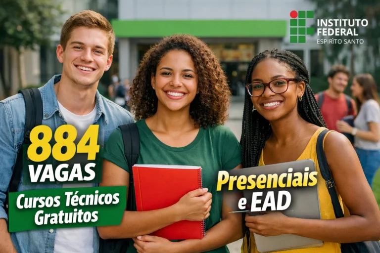 Ifes abre 884 vagas em cursos técnicos gratuitos presenciais e EAD sem prova