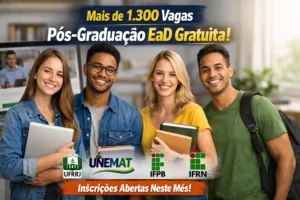 Mais de 1.300 vagas em pós-graduação gratuita EaD são abertas por universidades públicas