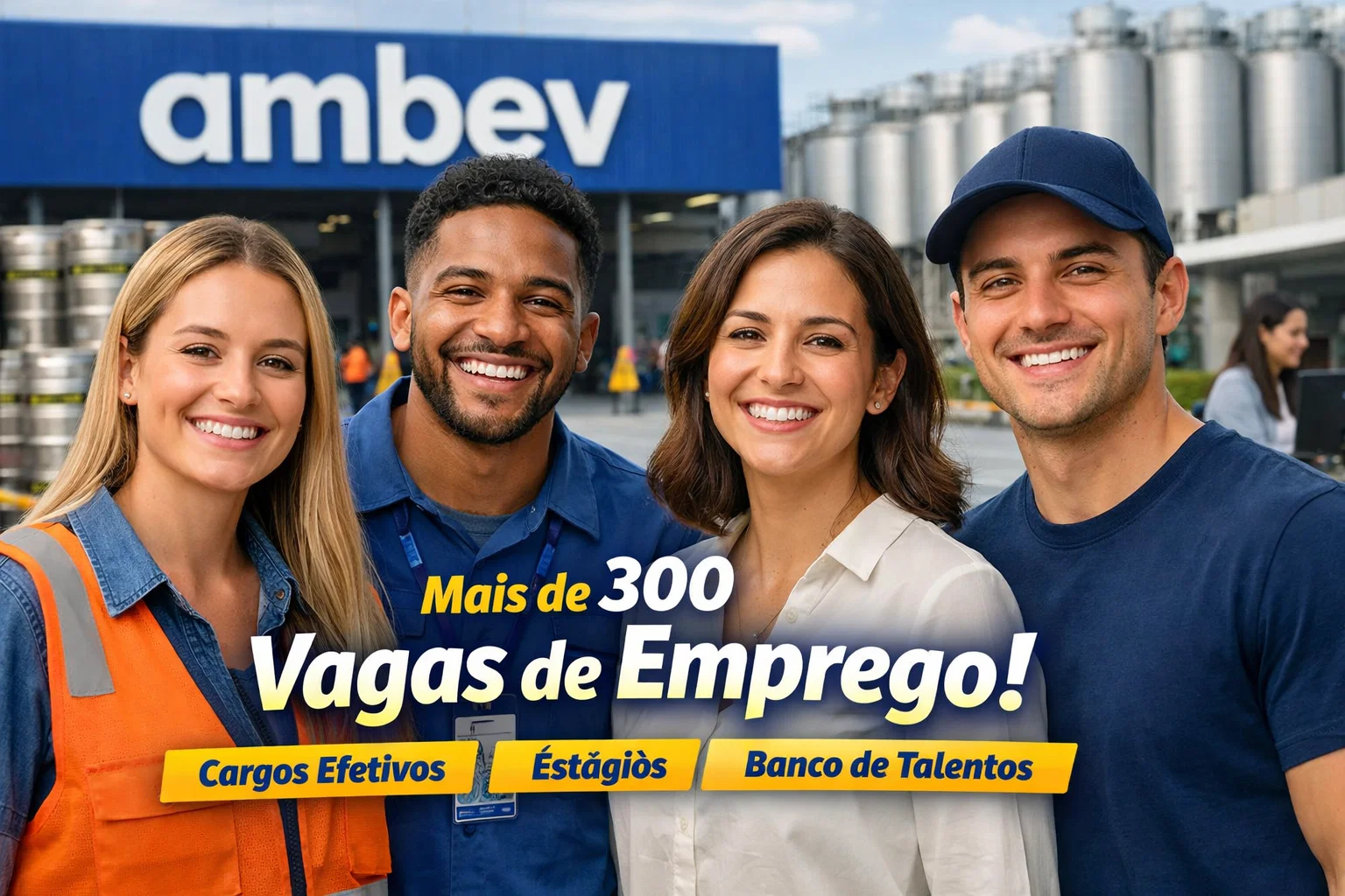 Mais de 300 vagas de emprego na Ambev estão disponíveis no Brasil com cargos efetivos