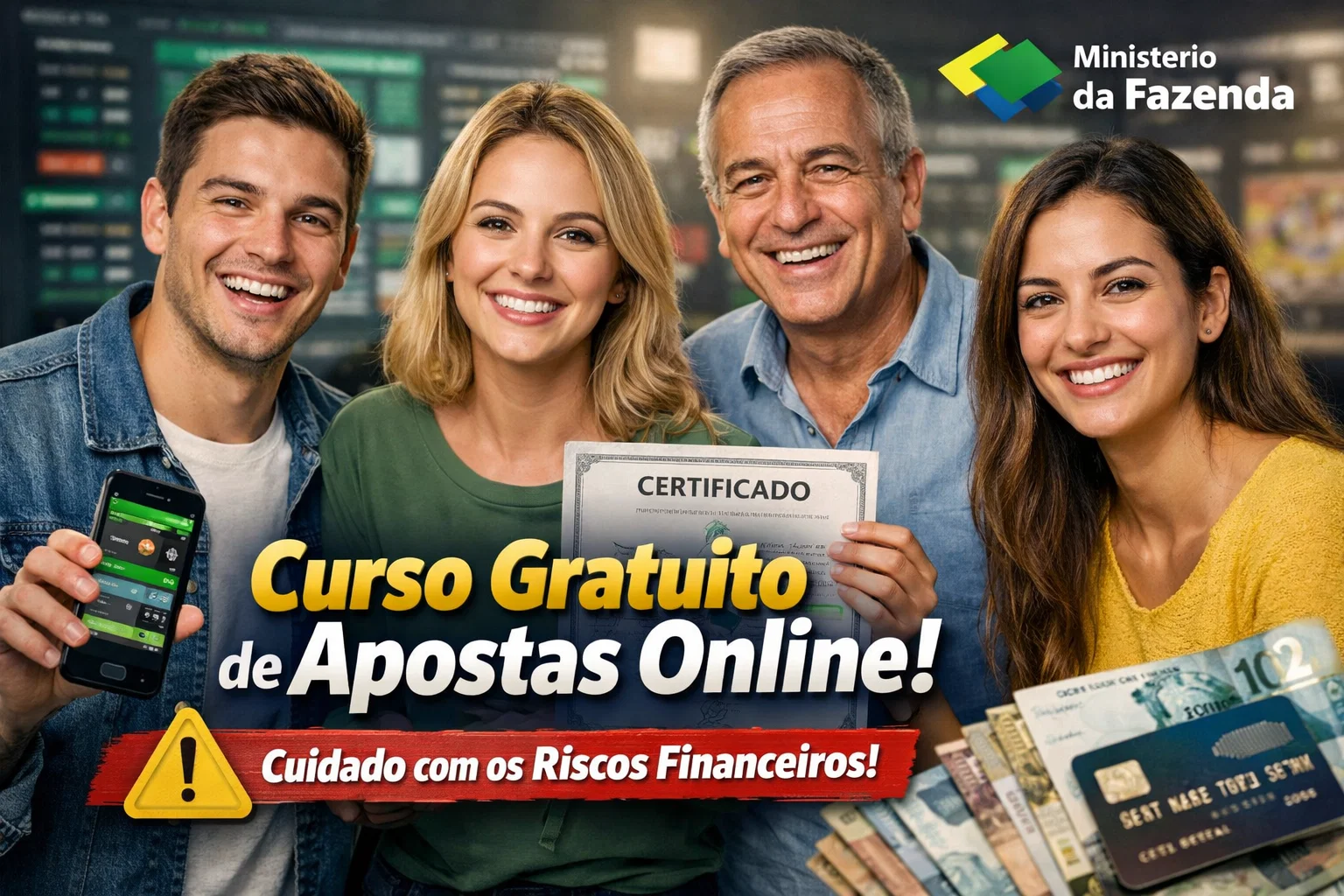 Ministério da Fazenda abre curso gratuito sobre apostas online com certificado