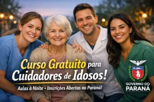 Quer trabalhar cuidando de idosos Curso gratuito com aulas à noite abre inscrições no Paraná e oferece formação completa para iniciantes e profissionais da área