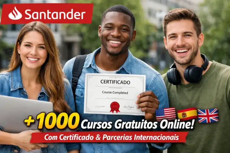 Santander está divulgando mais de 1000 cursos gratuitos online com certificação e parcerias internacionais
