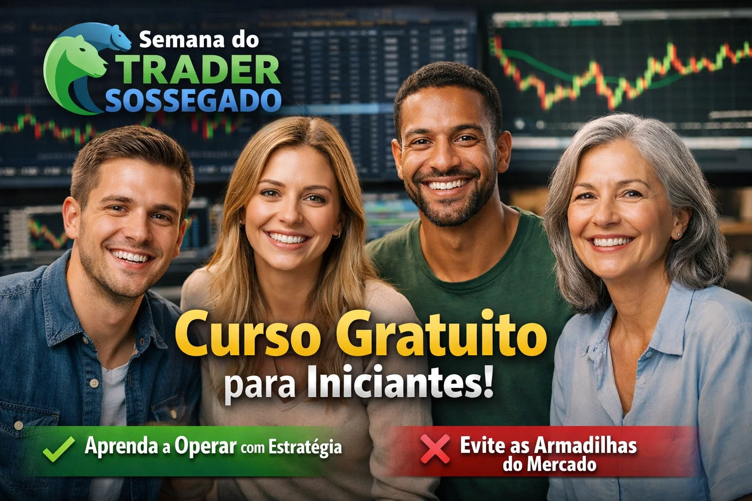 Semana do Trader Sossegado abre inscrições e oferece curso grátis para iniciantes aprenderem a operar com estratégia