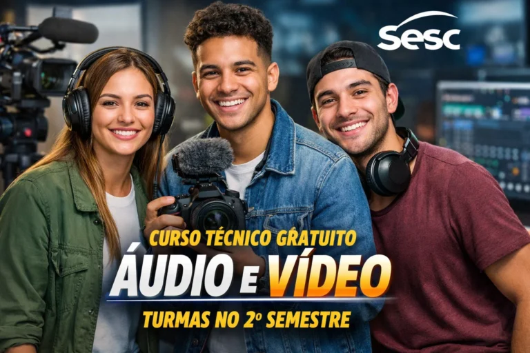Sesc abre curso técnico gratuito de produção de áudio e vídeo