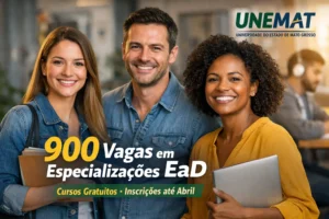 UNEMAT abre 900 vagas em especializações EaD gratuitas com inscrições até abril