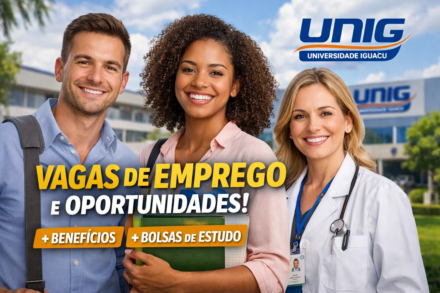 UNIG abre 21 vagas de emprego e oportunidades profissionais com benefícios e bolsas de estudo