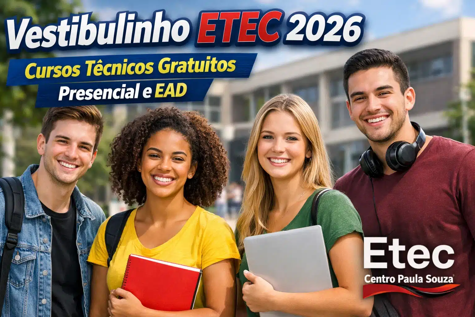 Vestibulinho ETEC 2026 abre inscrições para cursos técnicos gratuitos presenciais