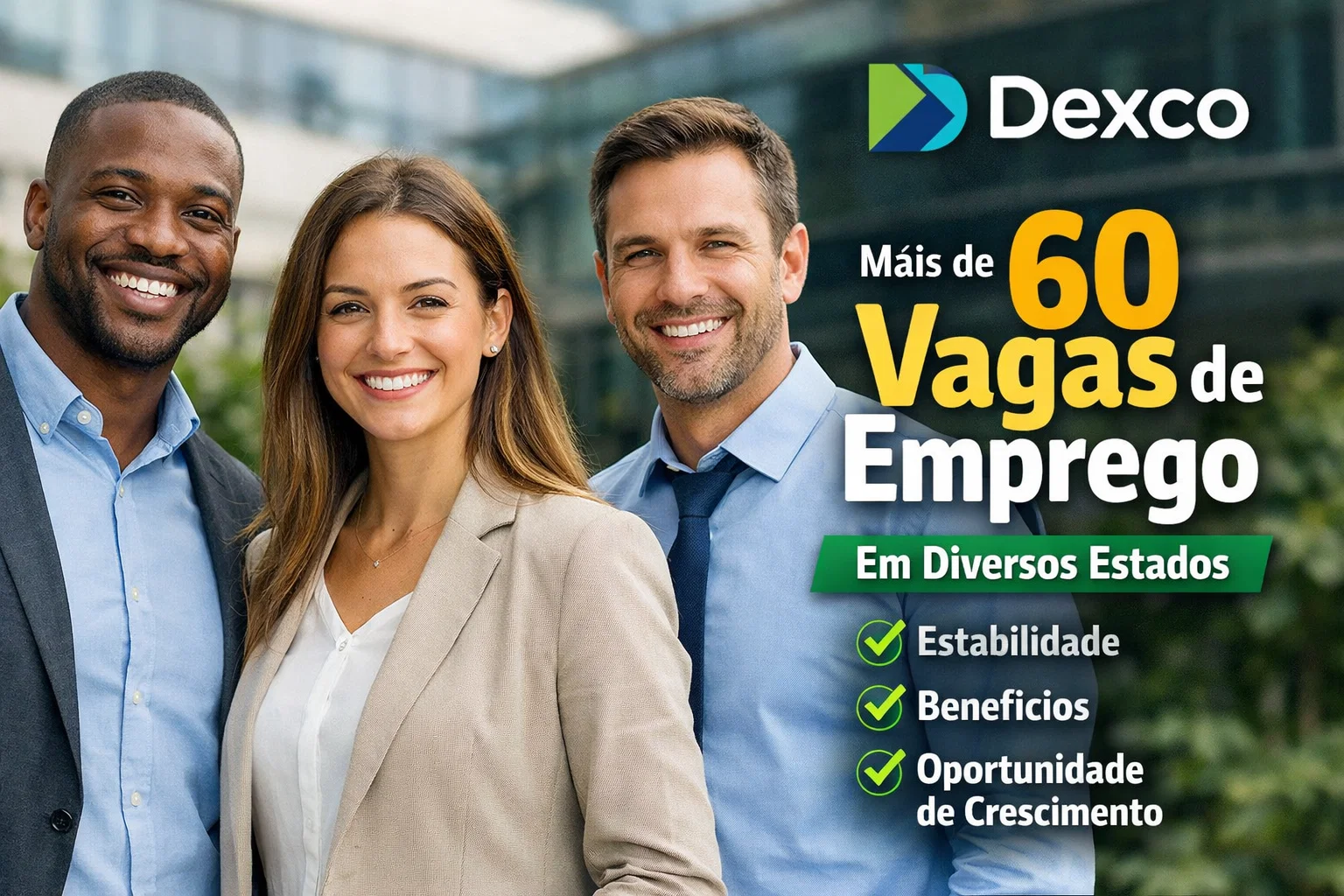 Dexco divulga mais de 60 vagas de emprego em diferentes estados do Brasil