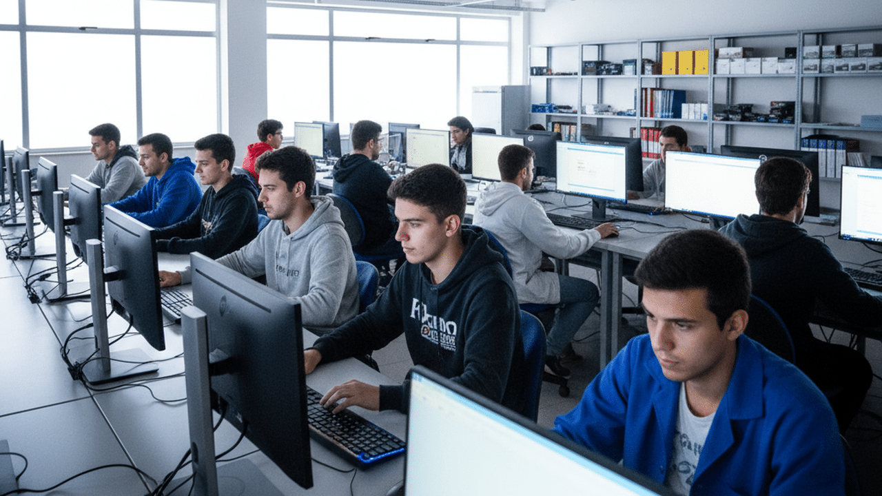 Estudantes em laboratório de informática do Instituto Federal cursos gratuitos