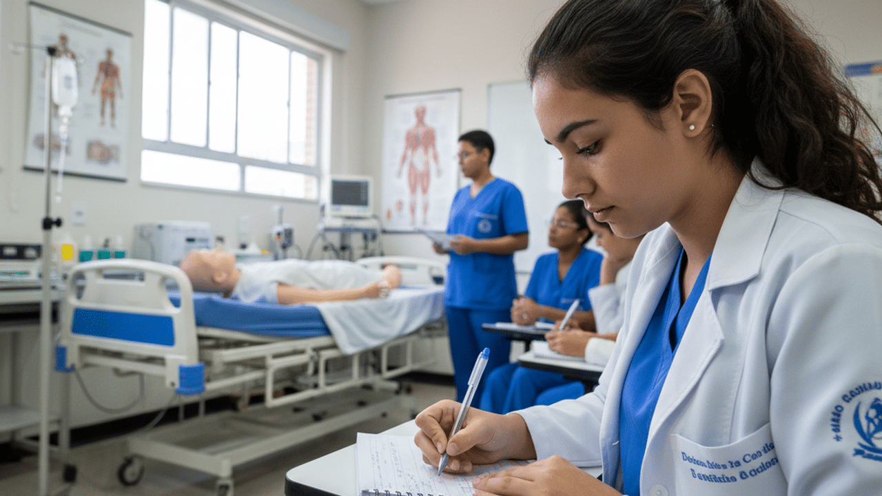 Estudante de curso técnico de enfermagem gratuito no Instituto Federal
