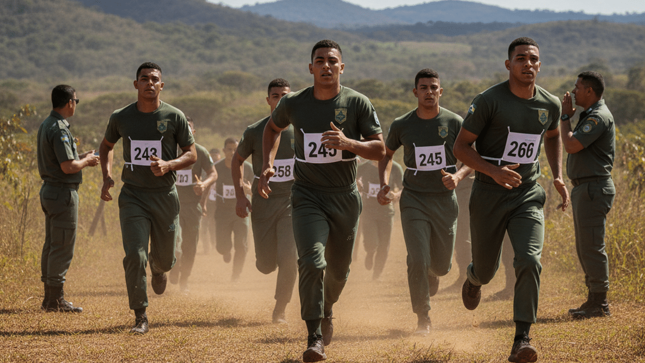 Jovens em teste de aptidão física do concurso fuzileiro naval