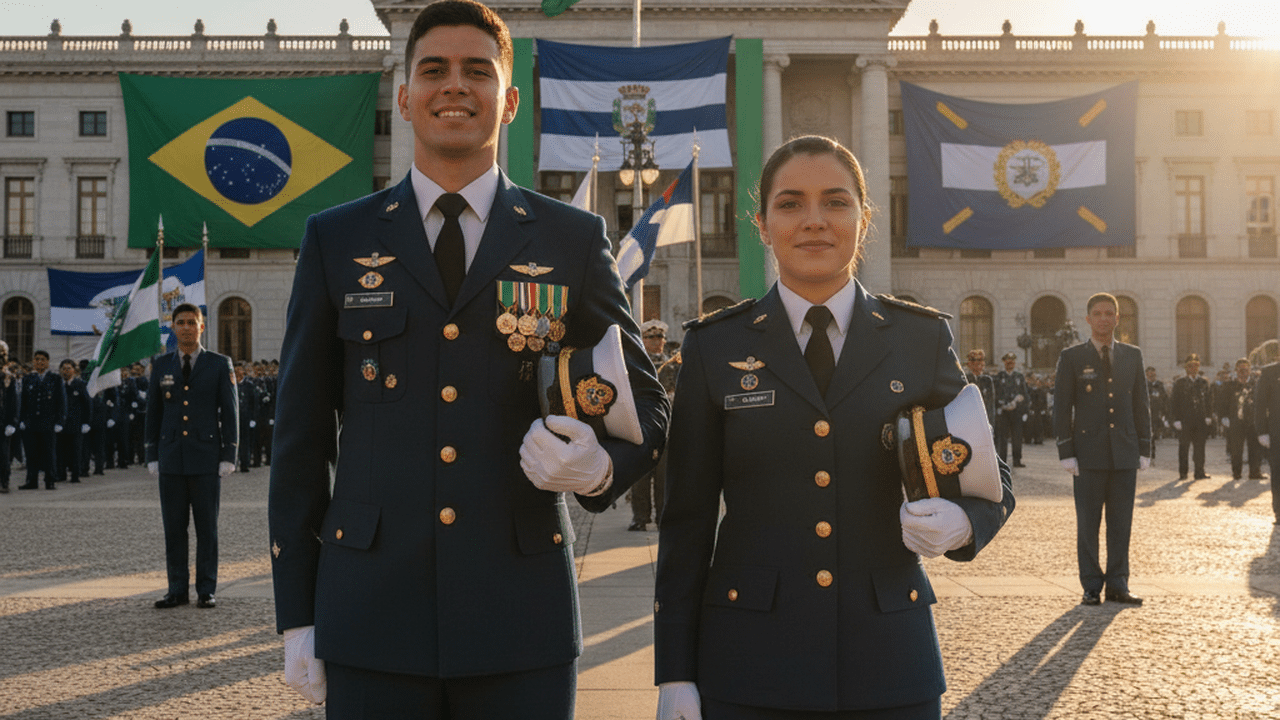 Formandos do concurso fuzileiro naval em cerimônia da Marinha