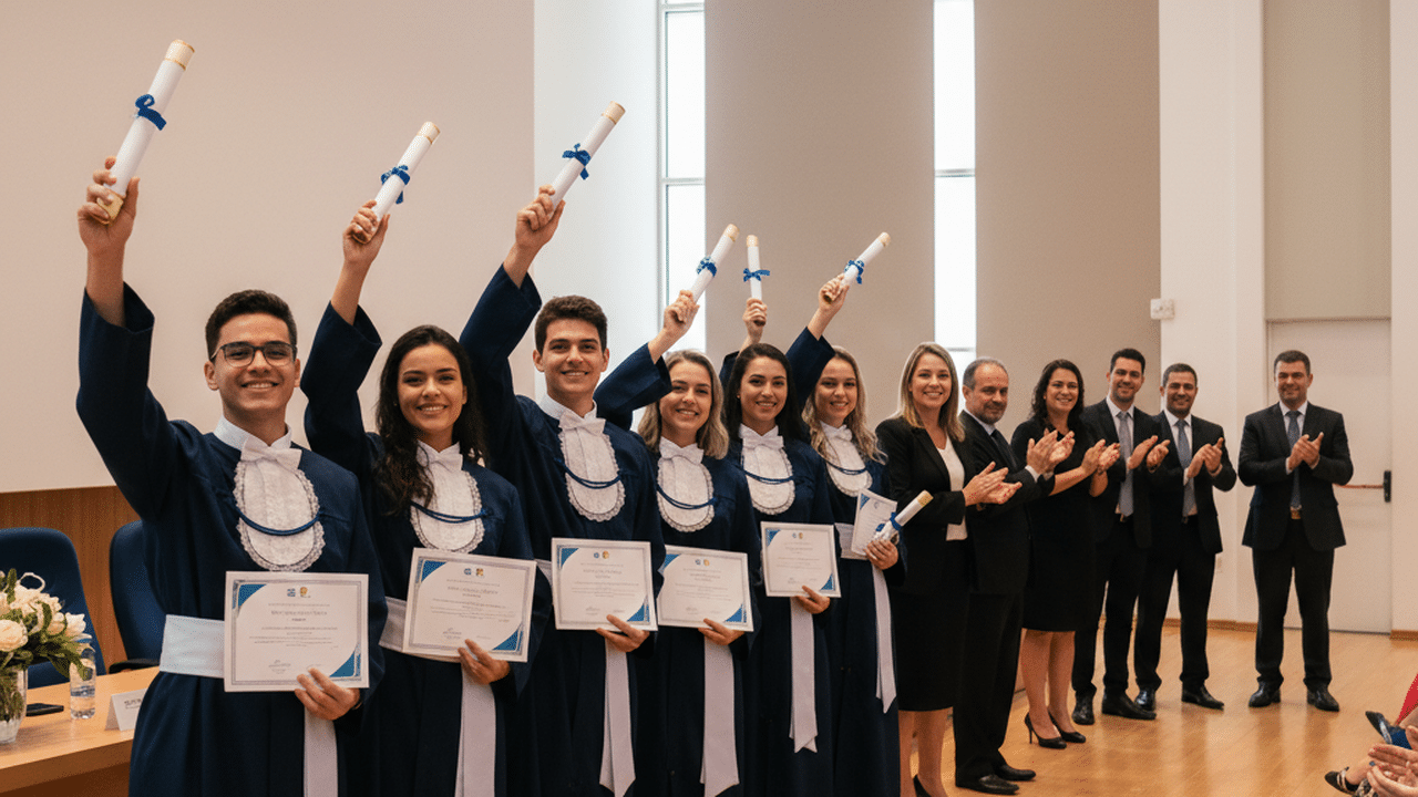 Formandos recebem certificado de cursos técnicos gratuitos do Senac